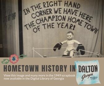 A doll in a boxing ring with the words "In the right hand corner we have here the champion hometown of the year!