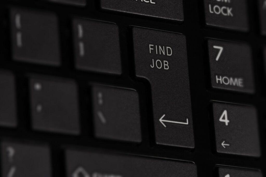 Fake 'Find Job' button on a keyboard.